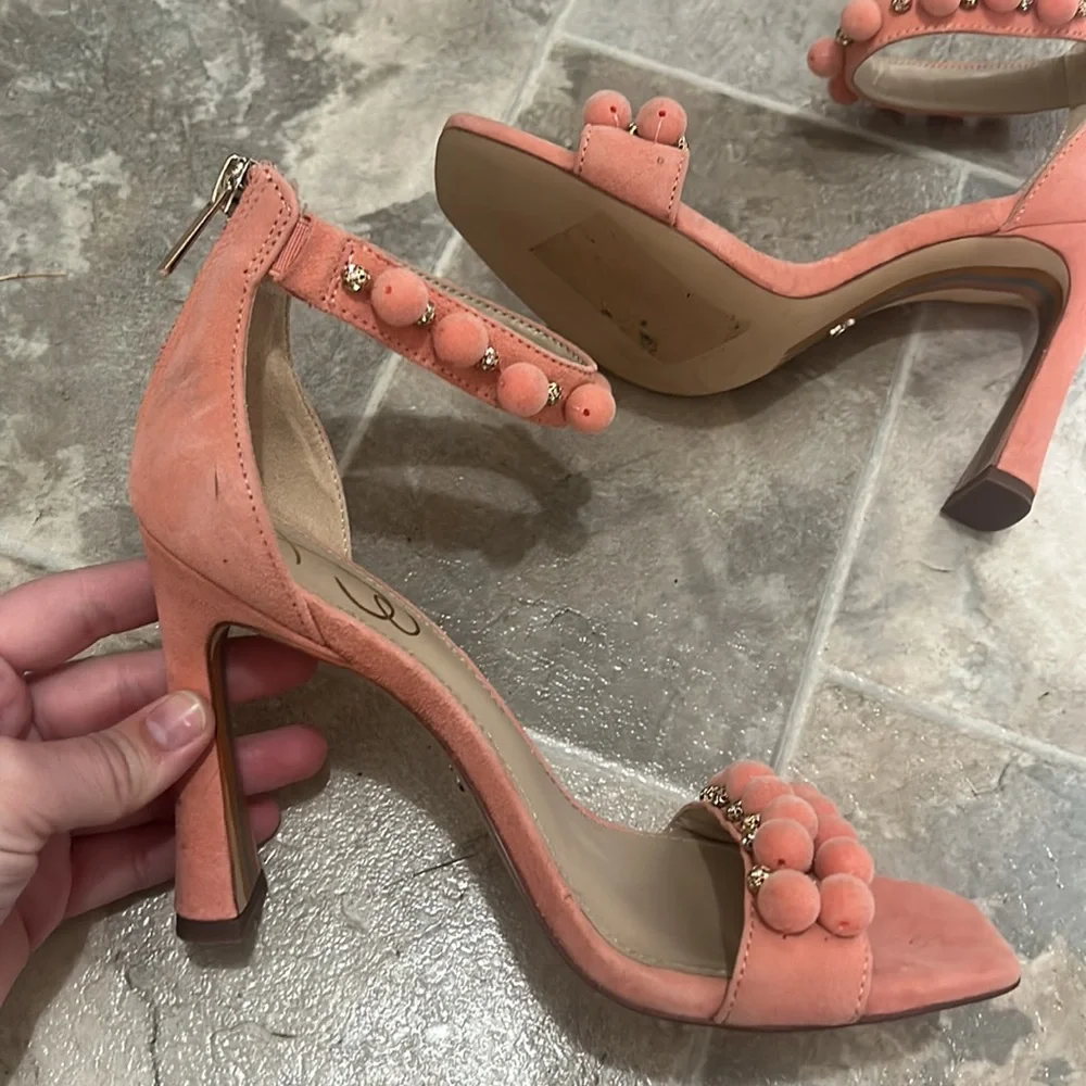 Sam Edelman Luella Suede Embellished Pink Heel Sandals 6